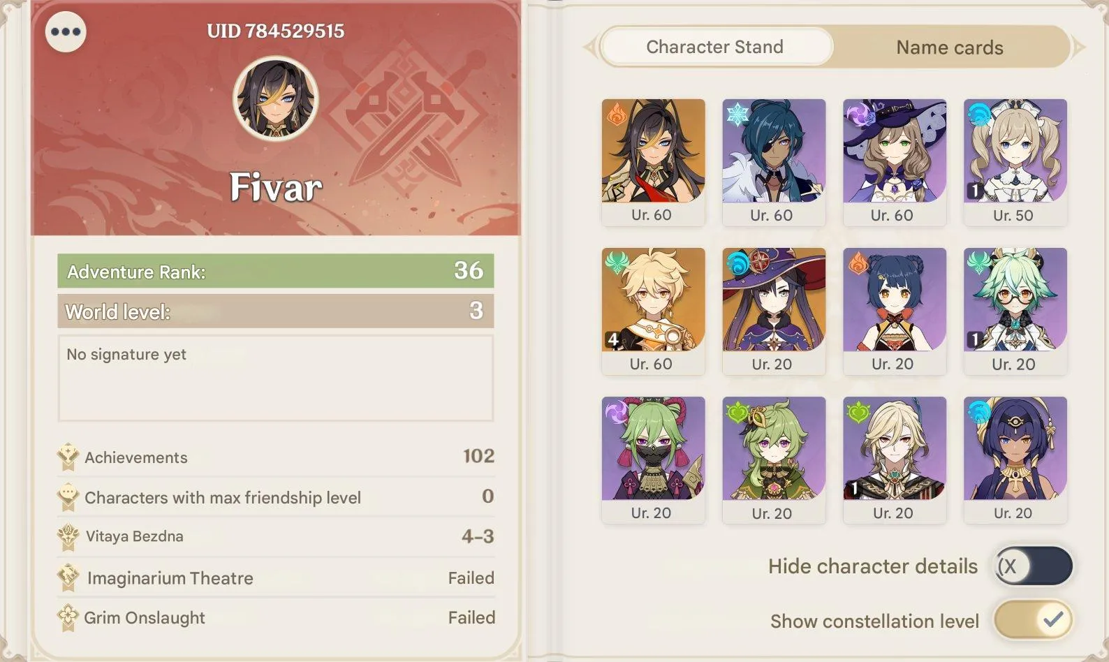 GI1664 AR36 Dehya Barbara Kaeya Lisa Starter | 5694 Primogems 39 Acquaint Fate 6 Intertwined Fates 